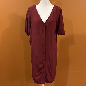 MADEWELL BURGUNDY SHIRT DRESS SIZE S